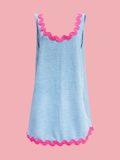 ABITO BASIC Spugna Bambù Azzurro Zig Zag Fucsia Ribes of LOVE