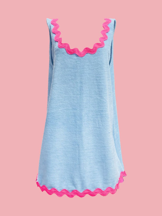 ABITO BASIC Spugna Bambù Azzurro Zig Zag Fucsia Ribes of LOVE