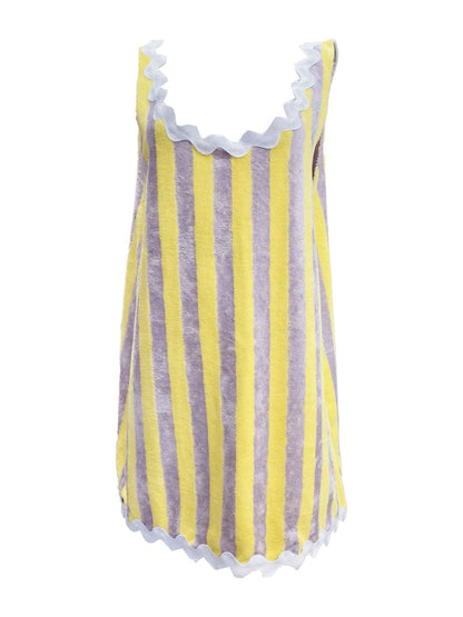 ABITO BASIC Spugna Bambù Riga Lilla Zig Zag Bianco Ribes of LOVE