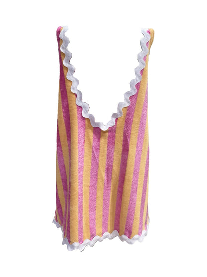 ABITO BASIC Spugna Bambù Riga Salmone Zig Zag Bianco Ribes of LOVE