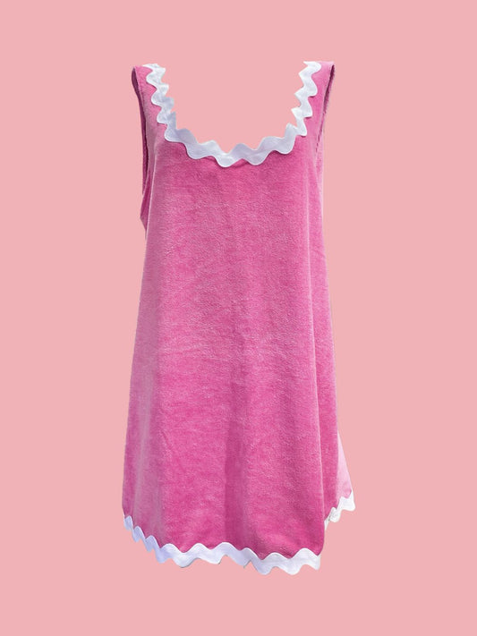 ABITO BASIC Spugna Bambù Rosa Zig Zag Bianco Ribes of LOVE