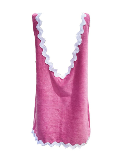 ABITO BASIC Spugna Bambù Rosa Zig Zag Bianco Ribes of LOVE