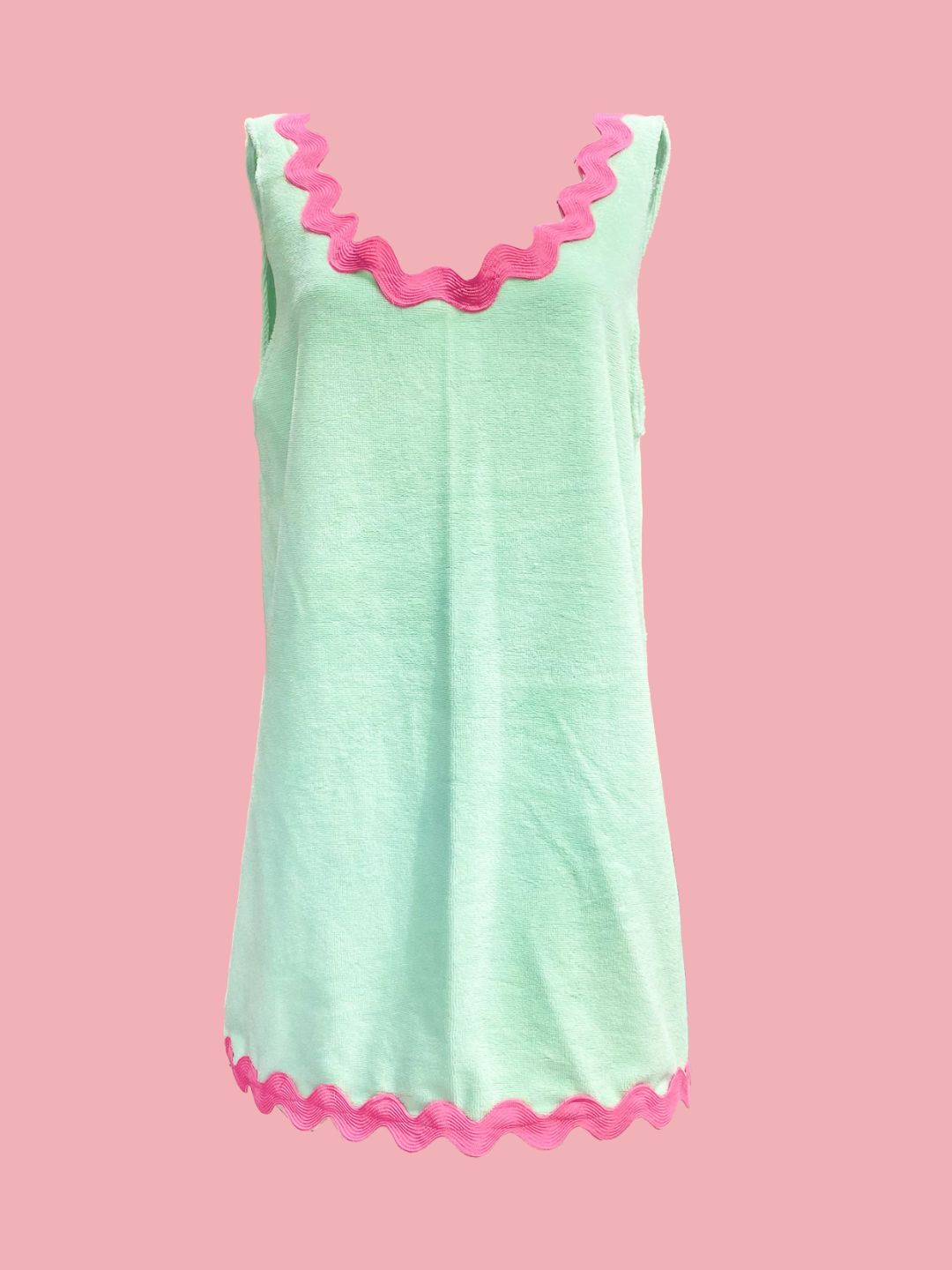 ABITO BASIC Spugna Bambù Verde Acqua Zig Zag Fucsia Ribes of LOVE