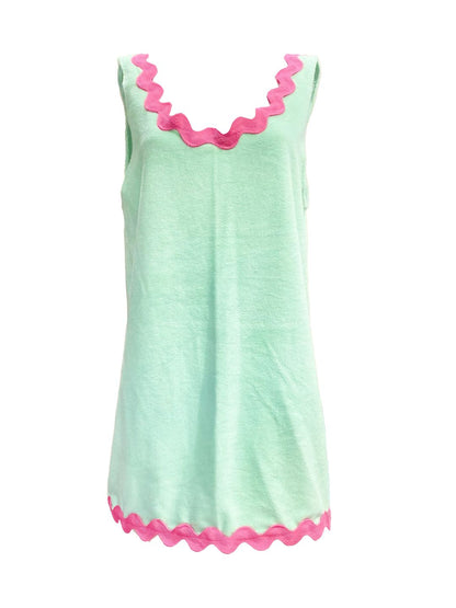 ABITO BASIC Spugna Bambù Verde Acqua Zig Zag Fucsia Ribes of LOVE