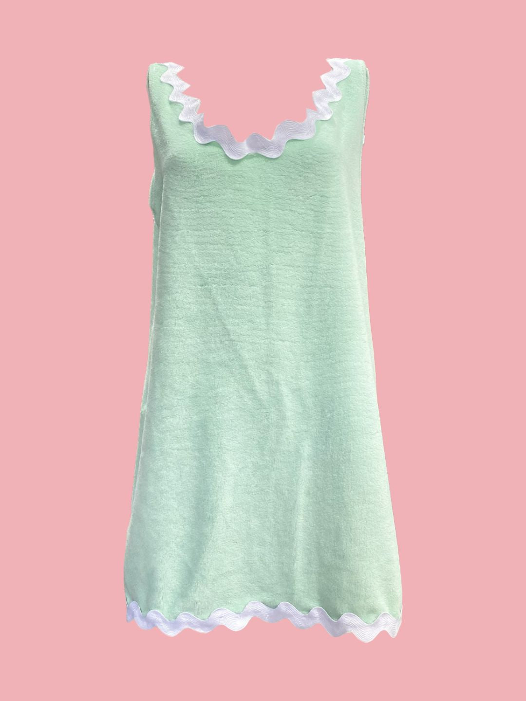 ABITO BASIC Spugna Bambù Verde Acqua Zig Zag Bianco Ribes of LOVE