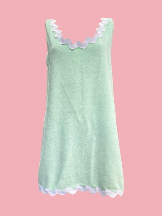 ABITO BASIC Spugna Bambù Verde Acqua Zig Zag Bianco Ribes of LOVE