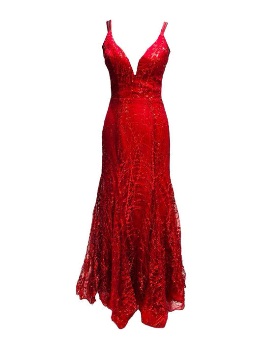 RED FITTED CEREMONY DRESS 916
