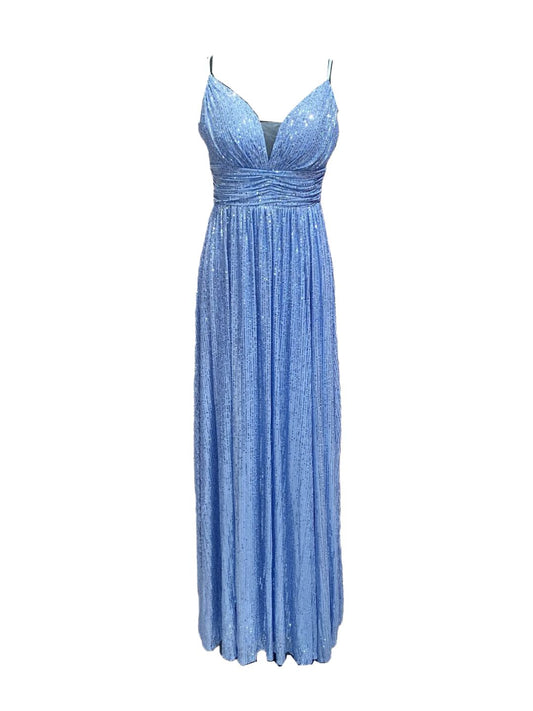ABITO CERIMONIA PAILETTES AZZURRO A038