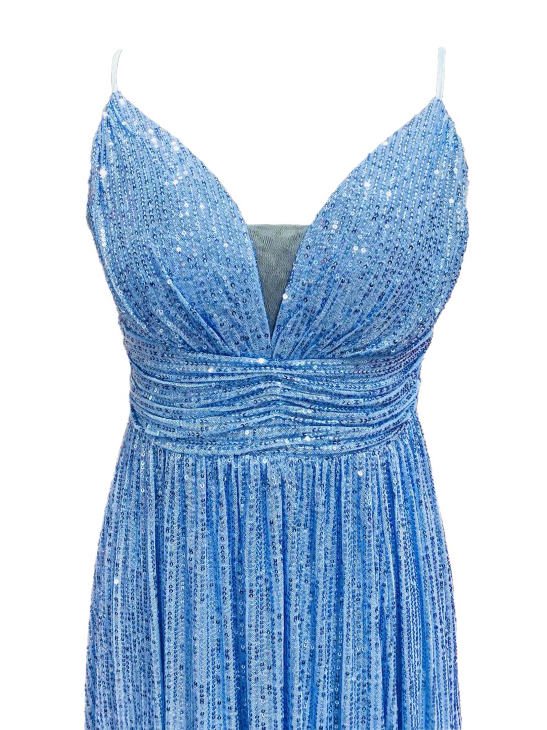 ABITO CERIMONIA PAILETTES AZZURRO A038
