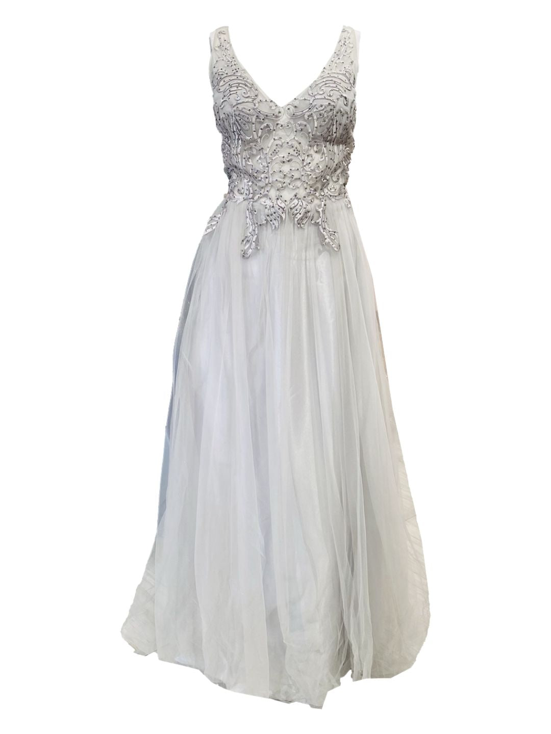 ABITO CERIMONIA TULLE GRIGIO PERLA 203