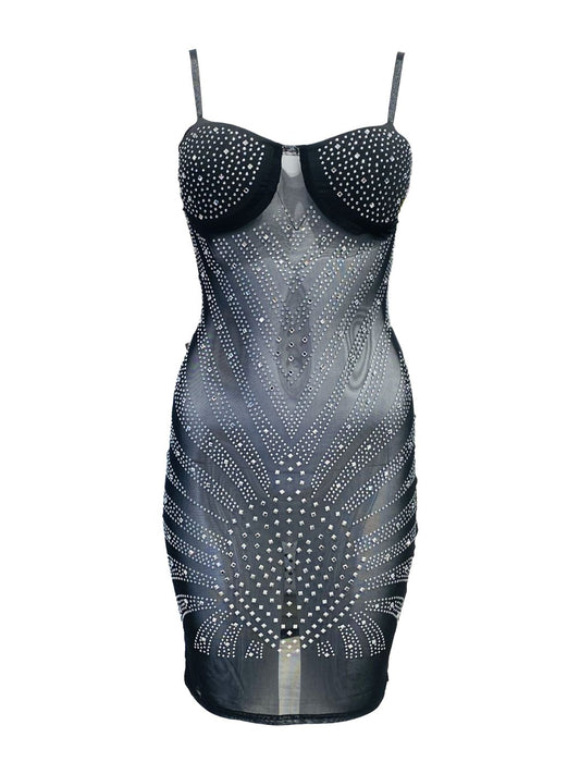 ABITO CORTO STRASS TRASPARENTE 735650