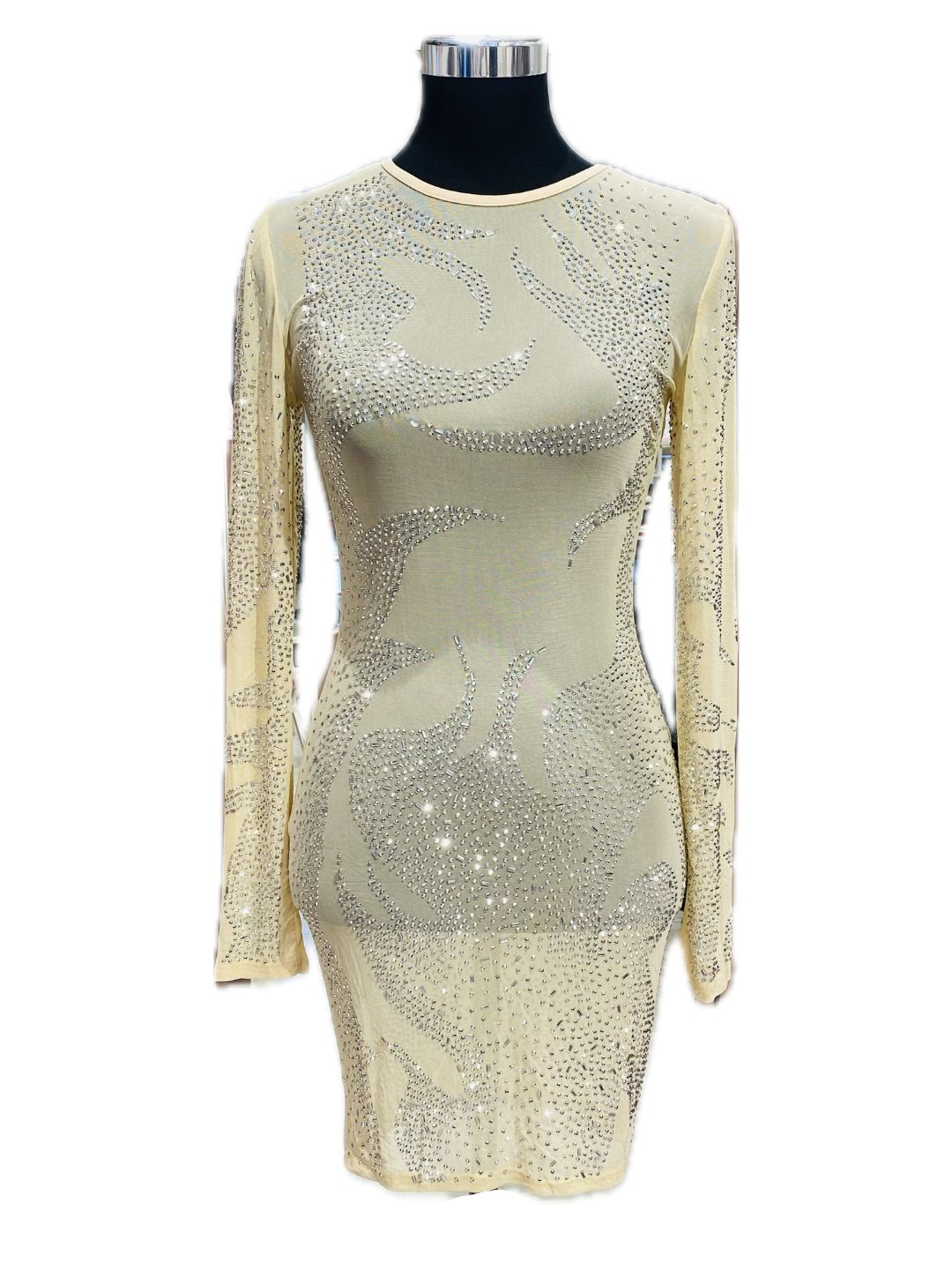 ABITO CORTO STRASS TRASPARENTE Color Nude 726383-2
