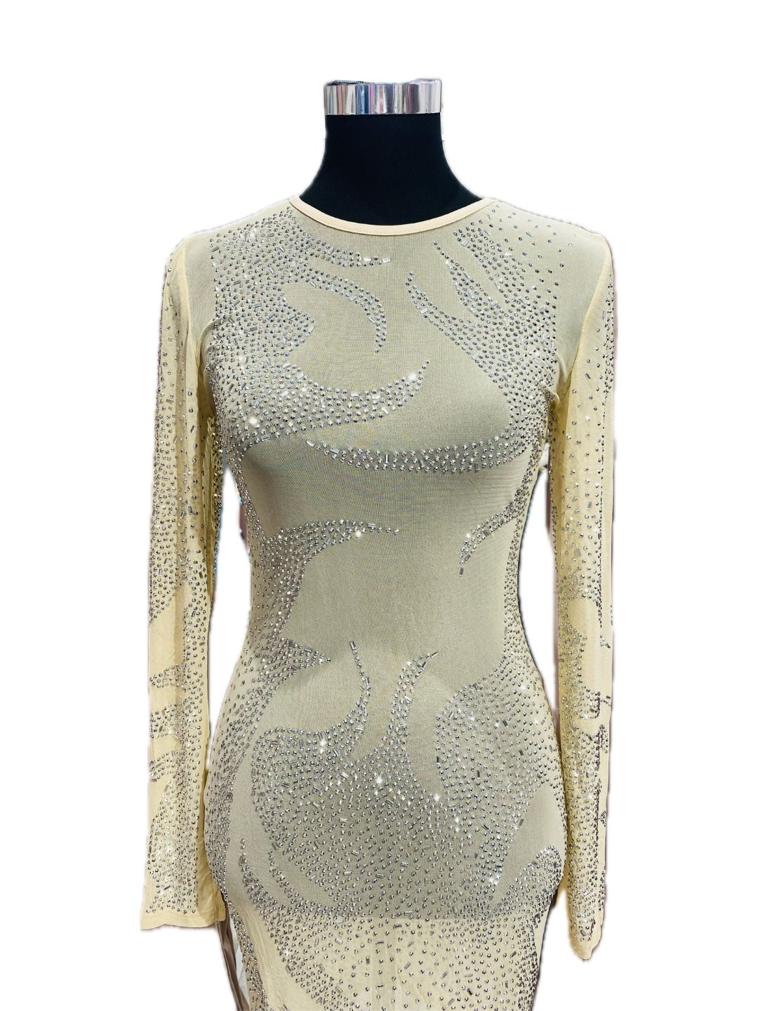 ABITO CORTO STRASS TRASPARENTE Color Nude 726383-2