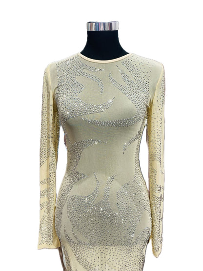 ABITO CORTO STRASS TRASPARENTE Color Nude 726383-2