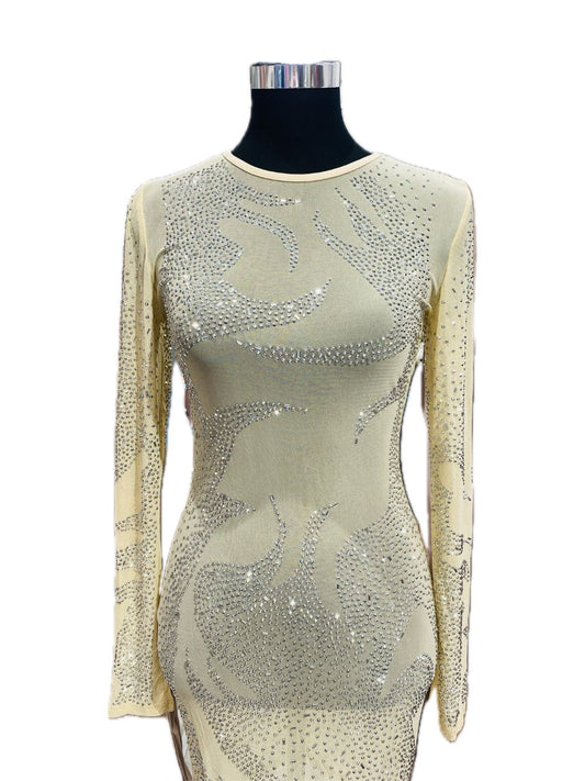ABITO CORTO STRASS TRASPARENTE Color Nude 726383-2