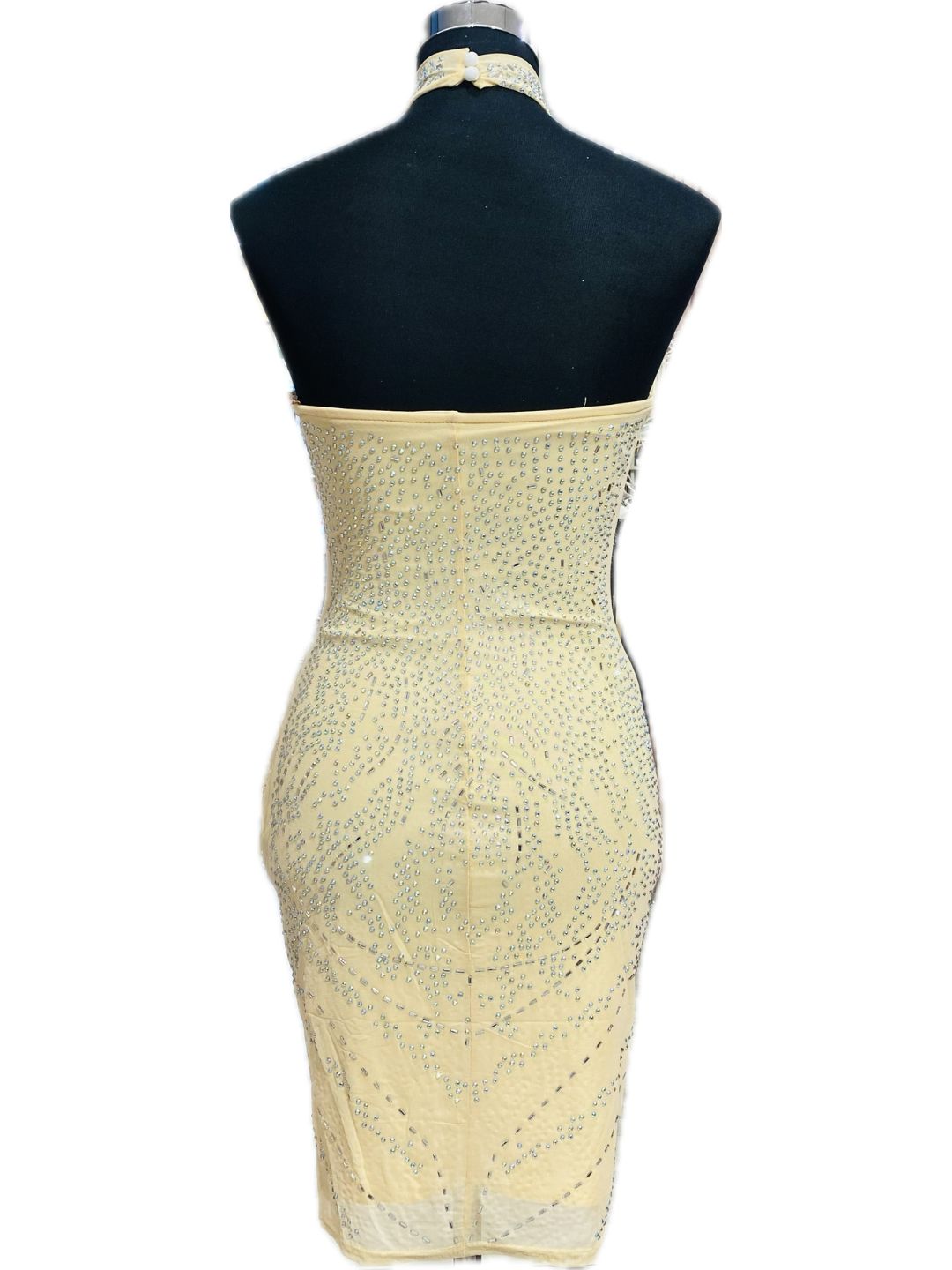 ABITO CORTO color Nude CON STRASS E PIUME Struzzo MARABOUT 616815-3