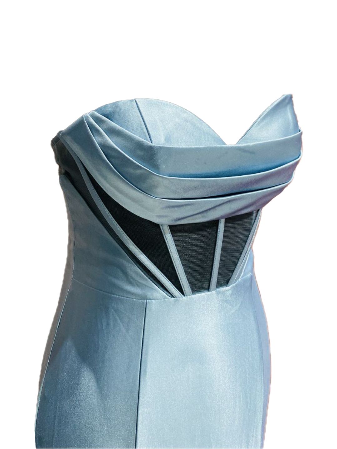 ABITO DA CERIMONIA ADERENTE IN RASO AZZURRO 702