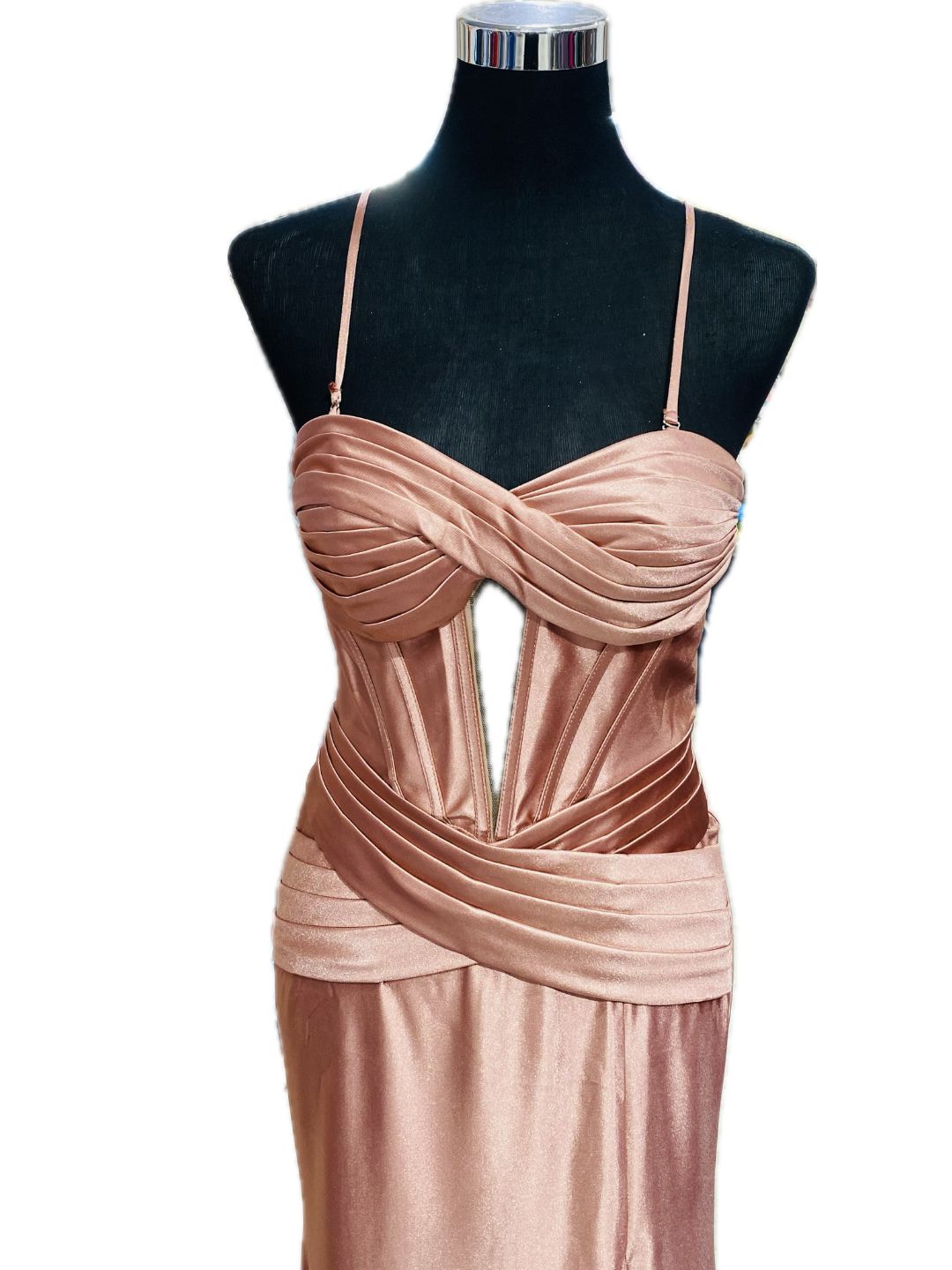 FITTED CEREMONIAL DRESS IN PINK SATIN 24102