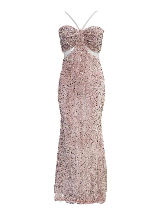 ABITO DA CERIMONIA ADERENTE In Velluto Rosa