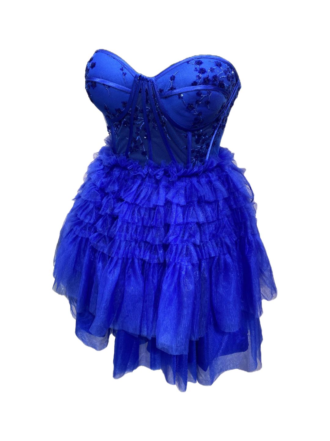 ABITO DA CERIMONIA CORTO TULLE BLU COBALTO 6520