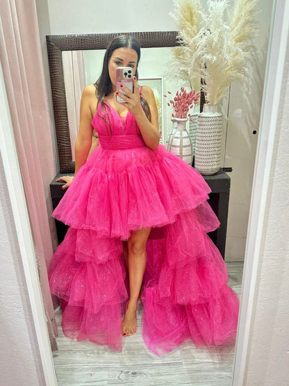 ABITO DA CERIMONIA DOUBLE DRESS ASIMMETRICO FUCSIA 259