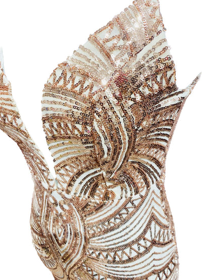 ABITO DA CERIMONIA ELEGANTE PAILETTES ORO ROSA 19330