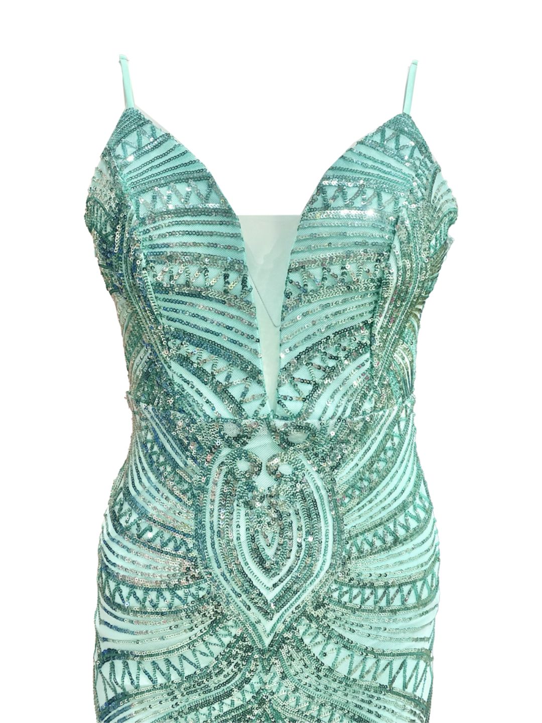 ABITO DA CERIMONIA ELEGANTE PAILETTES Verde Acqua 19330