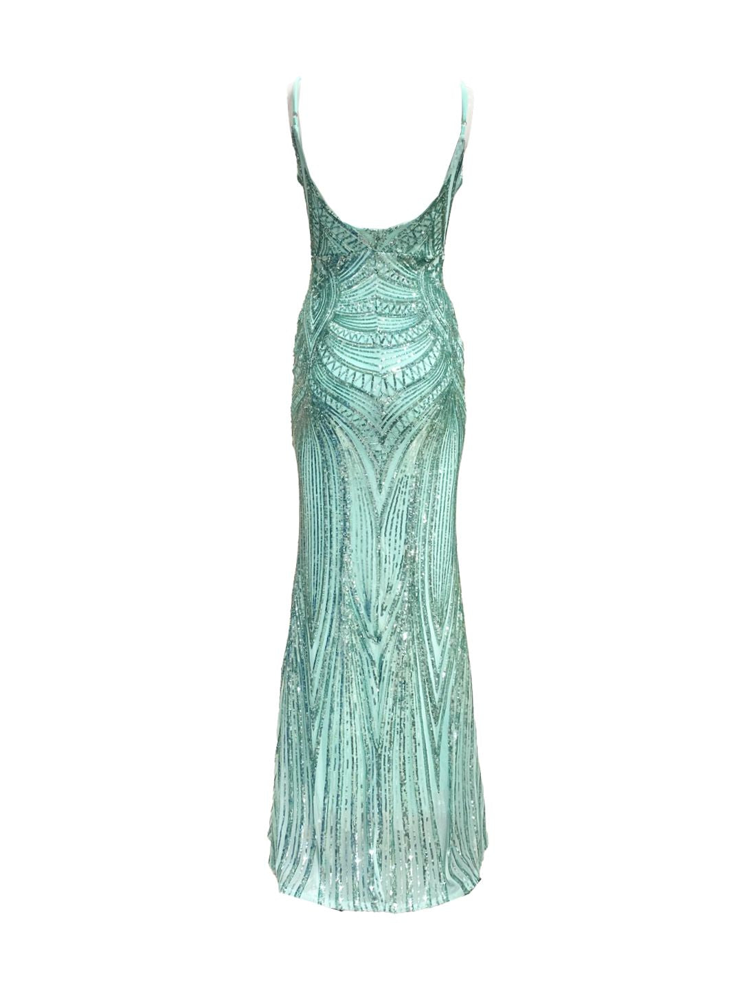 ABITO DA CERIMONIA ELEGANTE PAILETTES Verde Acqua 19330
