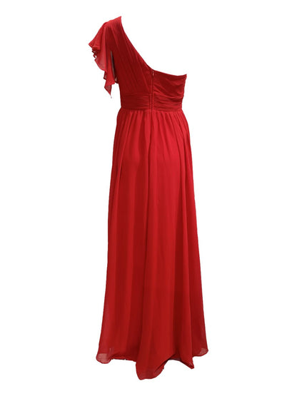 RED ONE-SHOULDER CEREMONIAL DRESS 3034