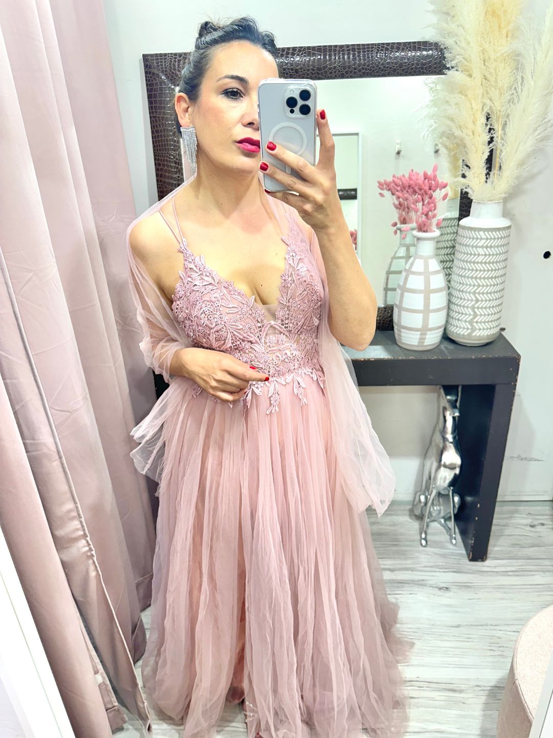 ABITO DA CERIMONIA TULLE ROSA 9108