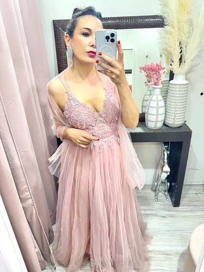 ABITO DA CERIMONIA TULLE ROSA 9108