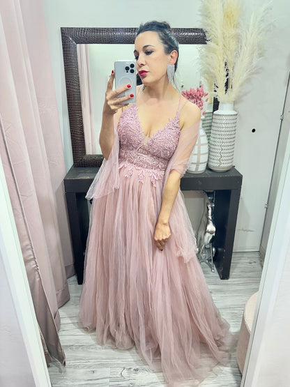 ABITO DA CERIMONIA TULLE ROSA 9108