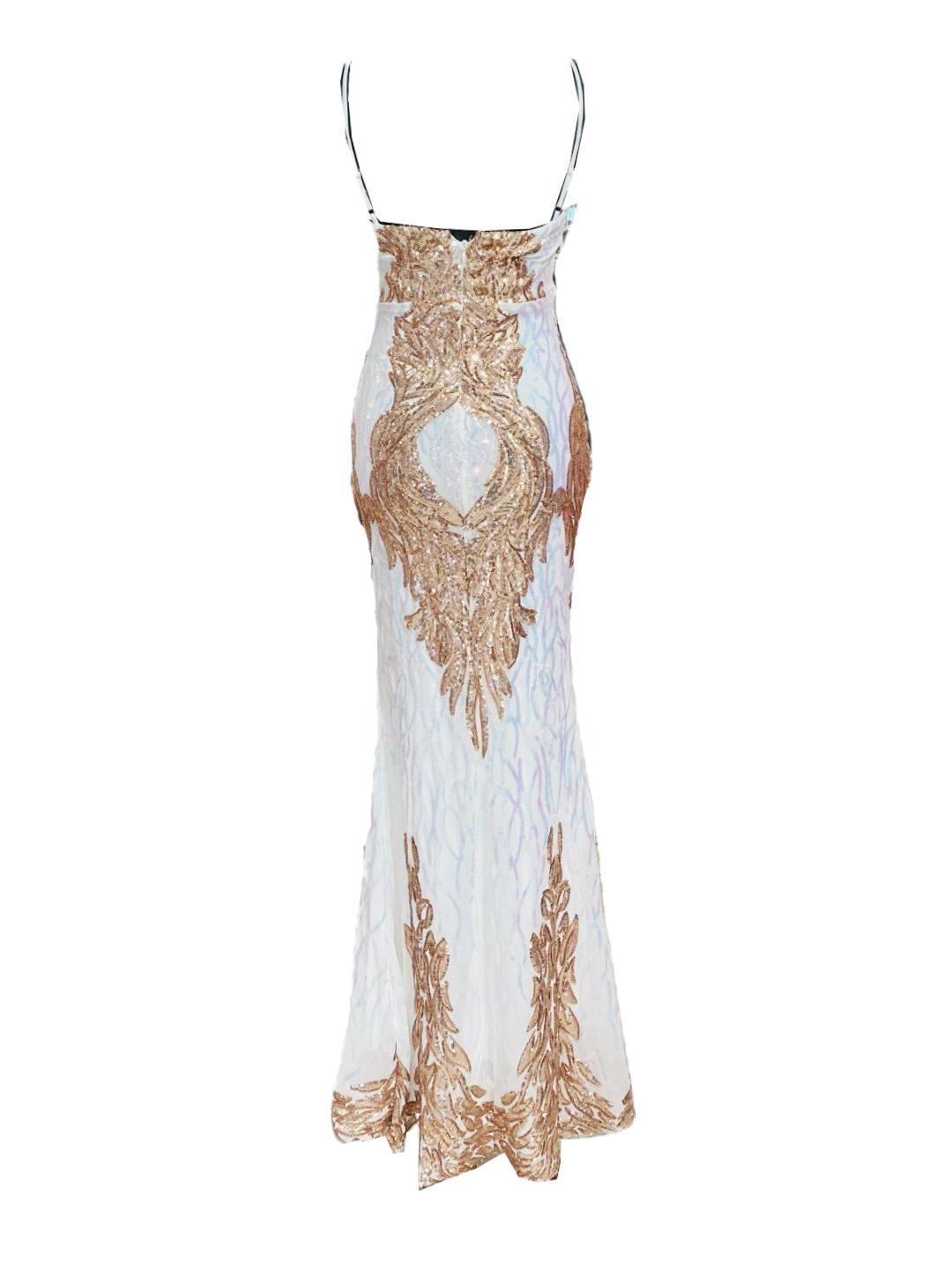 ABITO ELEGANTE PAILETTES BIANCO E ORO ROSA 18800