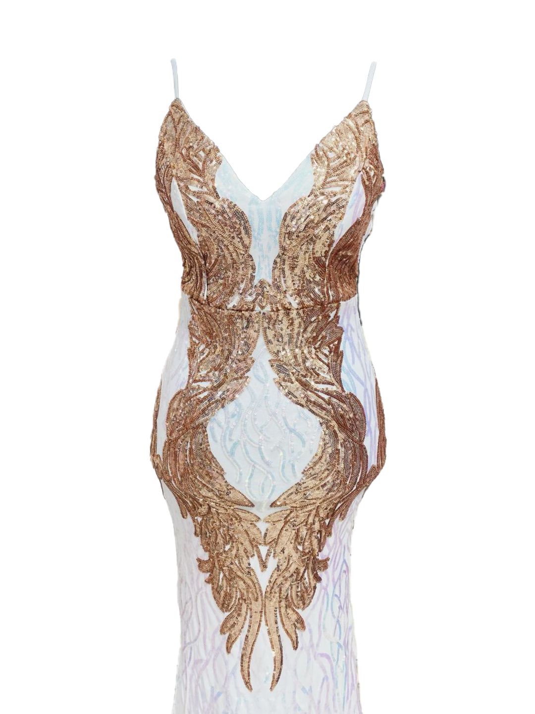 ABITO ELEGANTE PAILETTES BIANCO E ORO ROSA 18800