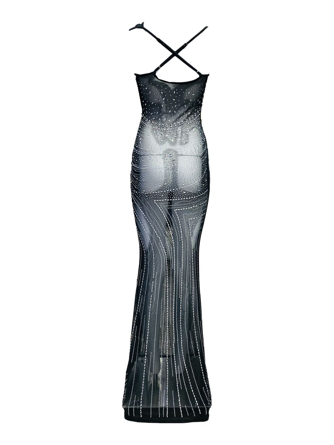 ABITO LUNGO TRASPARENTE CON STRASS 7900180
