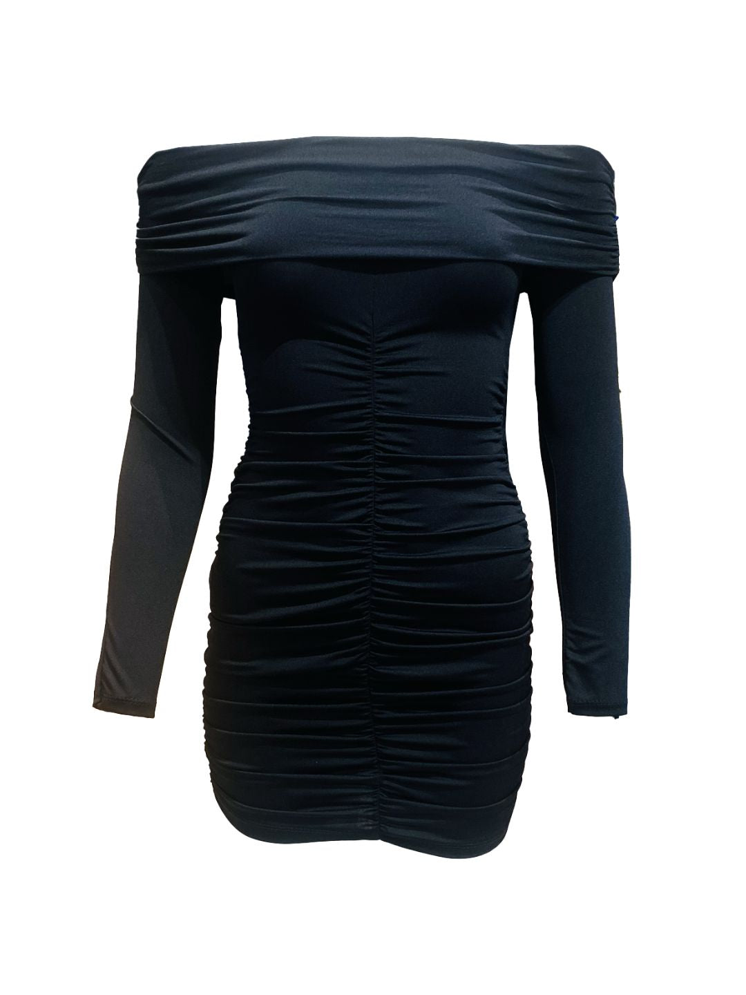 Abito Aderente Increspato Nero