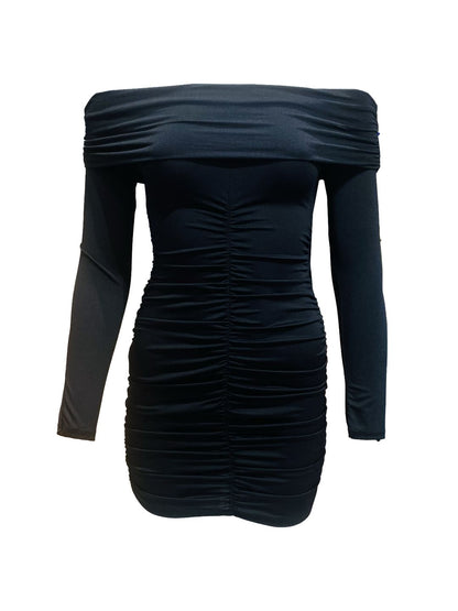 Abito Aderente Increspato Nero