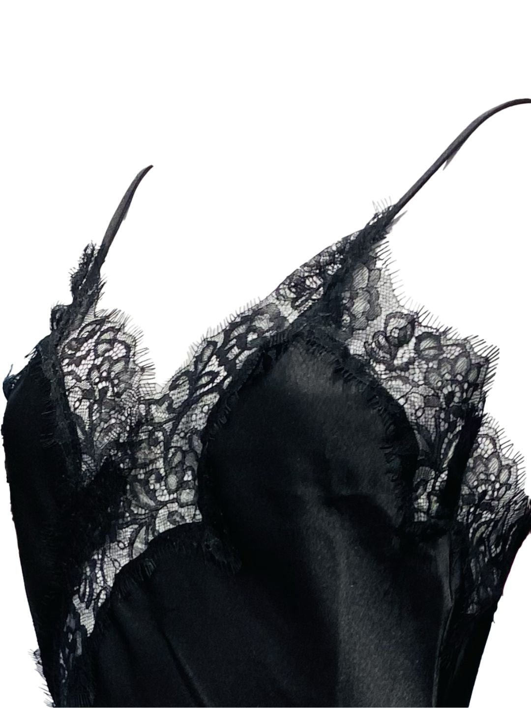 Abito Asimmetrico Satinato con Pizzo Nero 315
