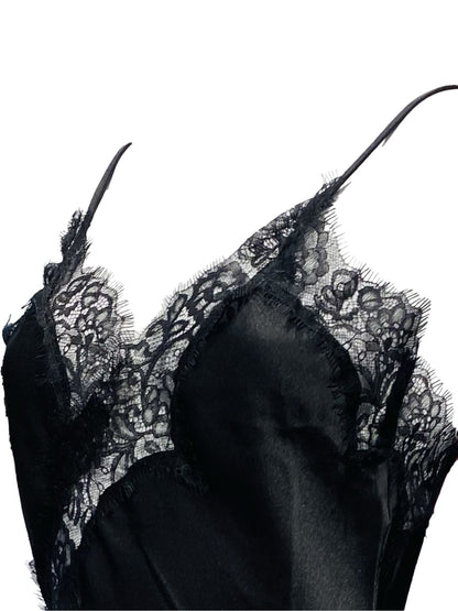 Abito Asimmetrico Satinato con Pizzo Nero 315