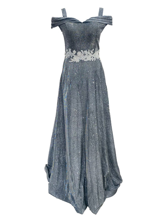 STRAIGHT DRESS WITH GLITTERY GREY 8982