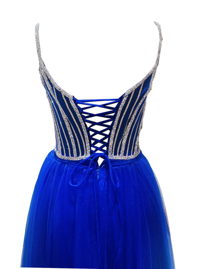 Abito Cerimonia convertibile inTulle Blu Cobalto 6619S