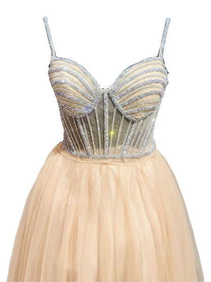 Abito Cerimonia convertibile inTulle Rosa Pesca 6619S