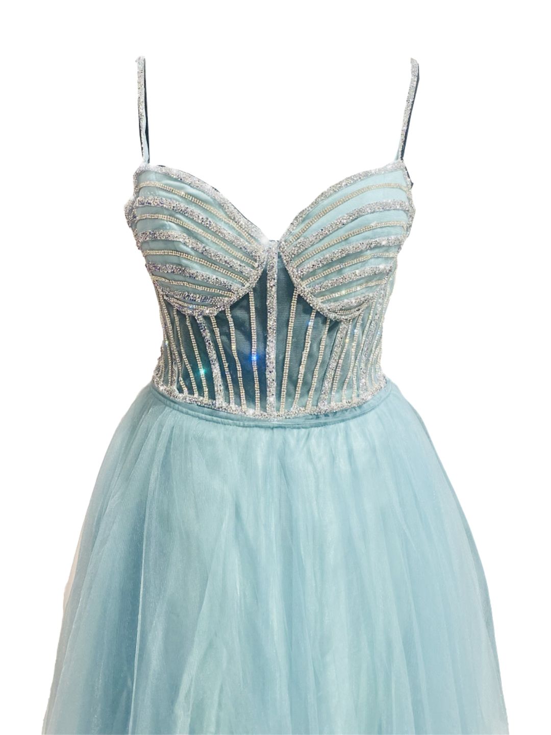 Abito Cerimonia convertibile inTulle Verde acqua 6619S