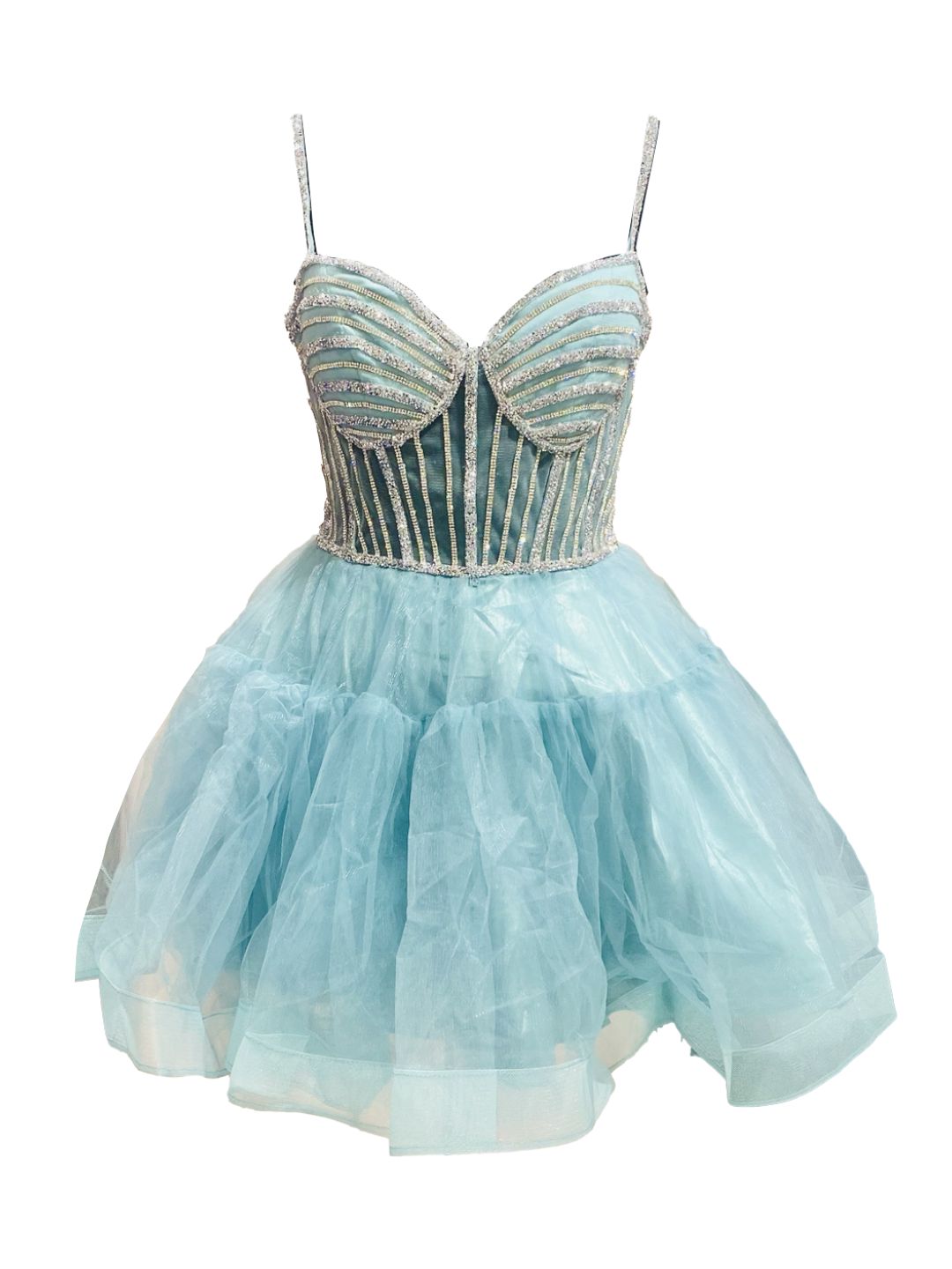 Abito Cerimonia convertibile inTulle Verde acqua 6619S