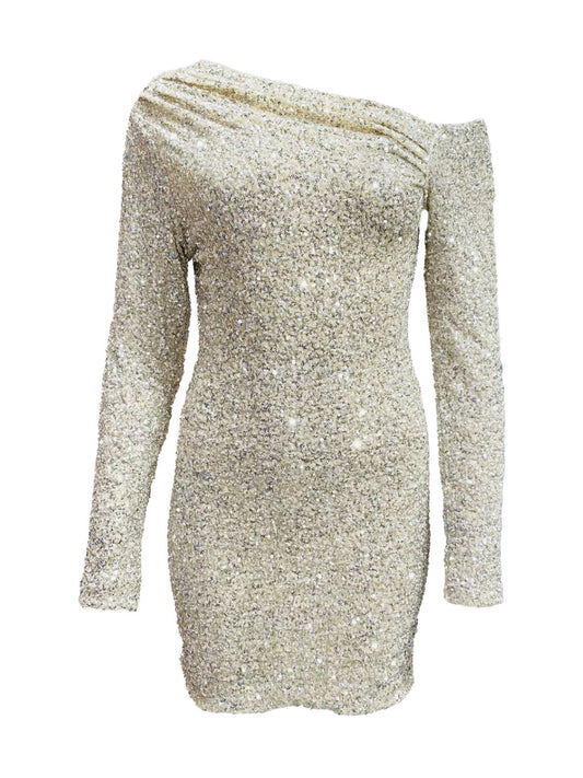 Abito Corto Pailettes Argento 13439
