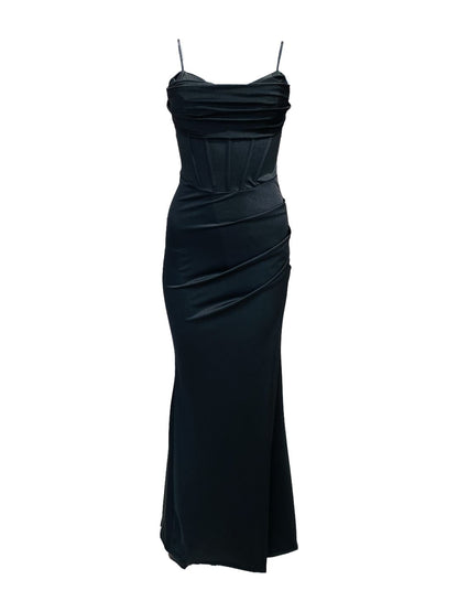 Black Long Fitted Dress 9960