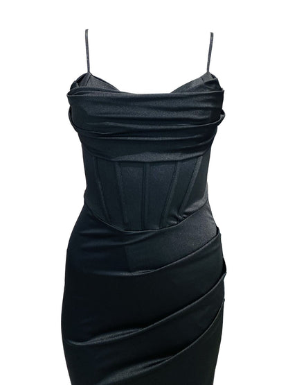 Black Long Fitted Dress 9960