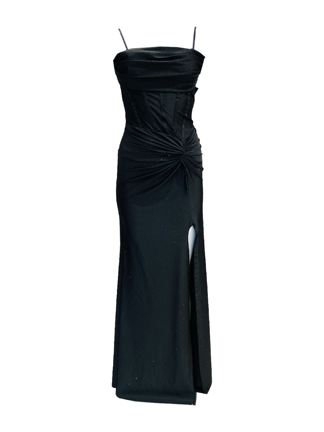 Abito Lungo Aderente Nero Con Micro Strass 130902