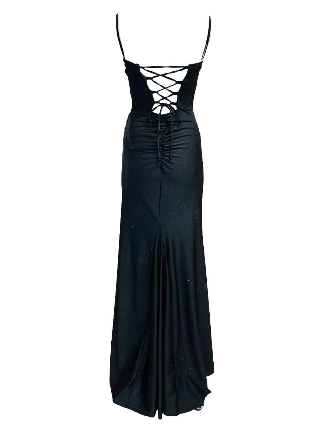 Abito Lungo Aderente Nero Con Micro Strass 130902
