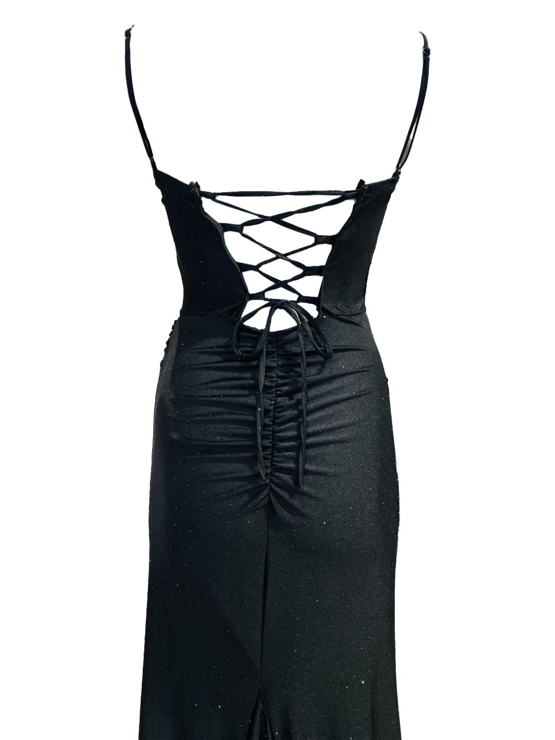 Abito Lungo Aderente Nero Con Micro Strass 130902